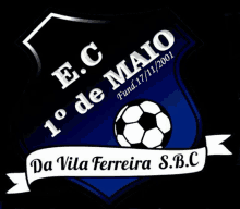 a logo for e.c. 10 de maio with a soccer ball