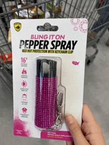 a bling it on pepper spray with keychain clip