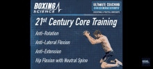 an advertisement for 21st century core training shows a man on his knees