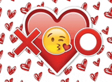 a red heart with a smiley face and the words xoxo