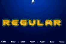 a blue background with the word regular in yellow