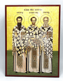 a painting of three men with the name vasileio on the bottom right