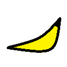 a pixel art drawing of a yellow banana with a black outline