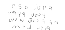 a handwritten text with the letters e s o ju p q