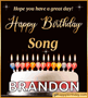 a happy birthday card for brandon with candles on a cake