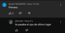 a screenshot of a facebook post that says primero and te pasaba el cpu de ultimo lugar on it
