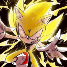 a drawing of super sonic from sonic the hedgehog