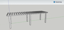 a sketchup drawing of a pergola with a green border