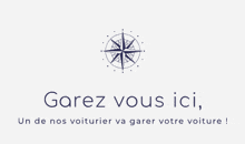 a compass with the words " garez vous ici " on the bottom