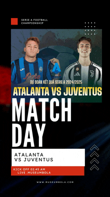 a poster for a match between juventus and atalana