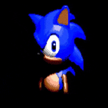 a pixel art of a blue sonic the hedgehog