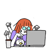 a cartoon of a woman laying on her stomach in front of a laptop computer .