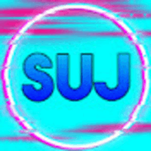 a blue and pink logo with the word suj in a circle .