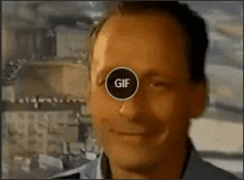 a close up of a man 's face with a gif circle around his eyes