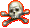 a pixel art illustration of a skull and crossbones on a white background .