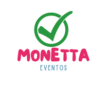 a logo for monetta eventos has a green check mark in a circle