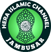 a logo for hera islamic channel jambusar has a green background