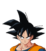 a drawing of a cartoon character named goku with a serious look on his face