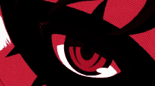 a close up of a person 's eye with a red and black background