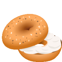 an illustration of a bagel with cream cheese