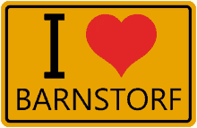 a sign that says i love barnstorf with a red heart