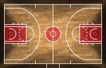 an aerial view of a basketball court with the letters d and a written on the court