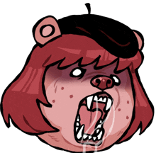 a cartoon drawing of a bear with a beret on its head