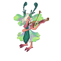 a cartoon of a fairy playing a violin with wings