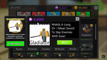 a screenshot of a video game that says gladiator