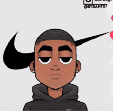 a cartoon of a man wearing a nike hoodie