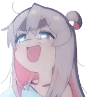 a drawing of a girl with white hair and pink highlights