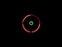 a red circle with a green g in the middle of it on a black background .