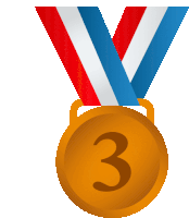 a medal with the number three on it