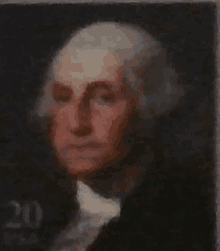 a close up of a george washington stamp