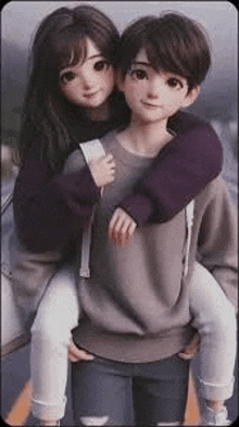 a boy and a girl are standing next to each other . the girl is sitting on the boy 's shoulders .