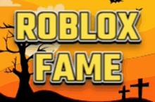 an advertisement for roblox fame shows a cemetery and trees