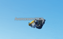 a person is flying through the air with the name avonceoms9000 on the bottom