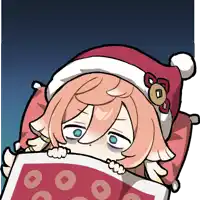 a cartoon of a girl wearing a santa hat laying in bed