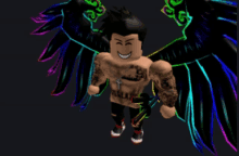 a cartoon character with wings and a shirt that says " ablaze " on it