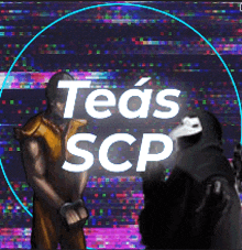 a man in handcuffs stands next to another man with the words teas scp on the bottom