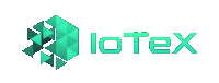 a logo for iotex with a green cube in the middle