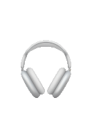 a pair of white headphones are sitting on a white surface