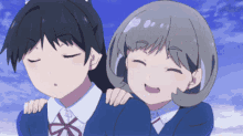 a couple of anime girls with their eyes closed