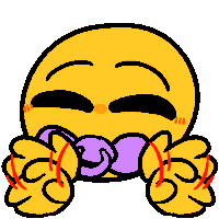 a yellow smiley face with a purple heart in its mouth and arms .