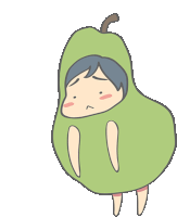 a cartoon of a person dressed in a green pear costume