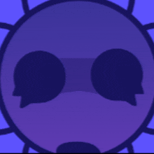 a purple circle with two heads inside of it on a blue background