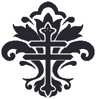 a black and white design with a cross in the middle