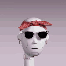 a robot wearing sunglasses and a red bandana with gen-1.1 written on it