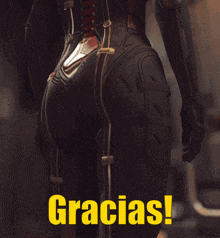 a picture of a woman 's butt and the words gracias in yellow