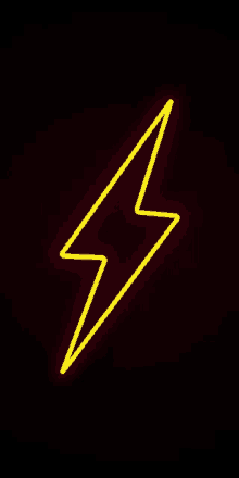 a neon lightning bolt is on a black background .